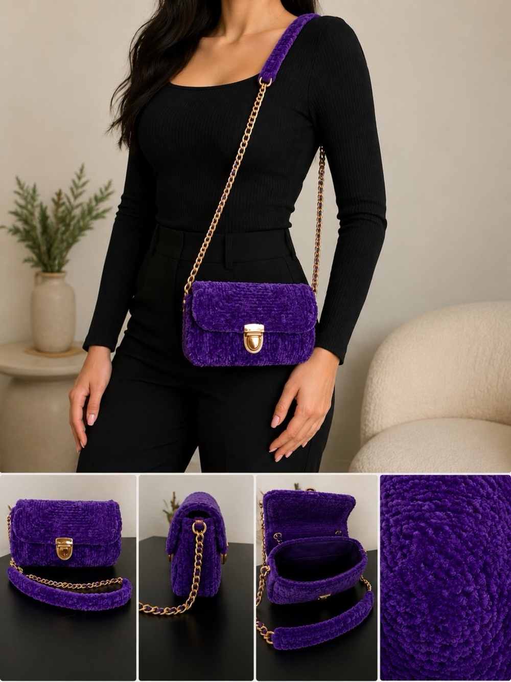 Handmade Bargello Mini Shoulder Bag Size OS Handmade